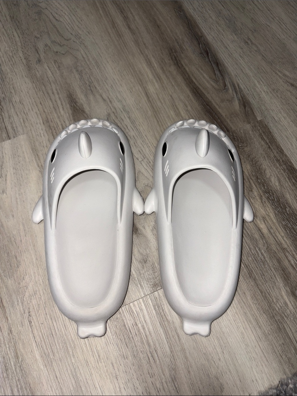 Women's White Shark-Themed Slip-On Sandals